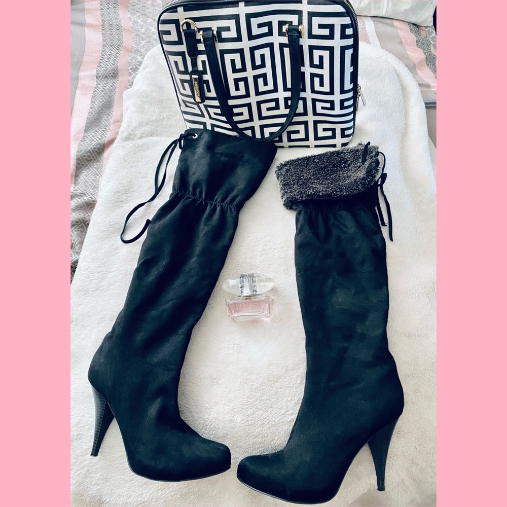 Black knee high boots size 7. 4” with platform
